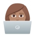 👩🏽‍💻 woman technologist: medium skin tone display on JoyPixels